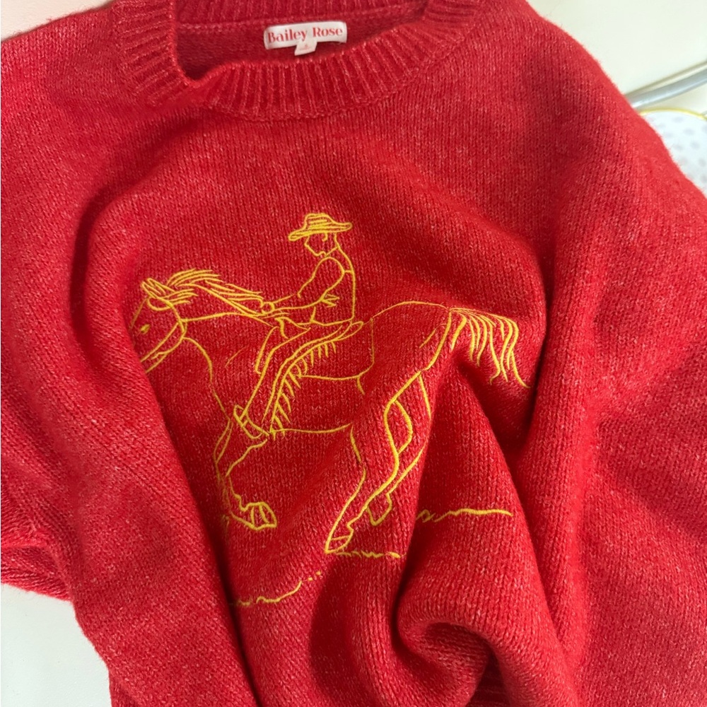 Bailey Rose Rodeo Embroidery Sweater Red S